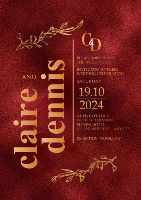 Red Abstract Invitations Copy of Red Abstract Wedding Invitation Card A4 | PosterMyWall