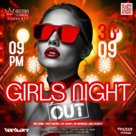 red ad neon club party event design template Kwadrat (1:1)