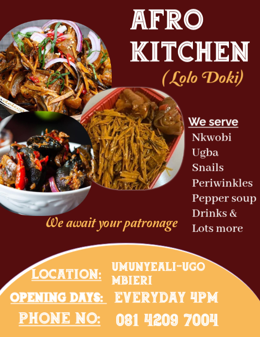 Red African Cuisine Flyer Template | PosterMyWall