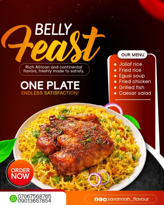 Copy of Red African Cuisine Menu Instagram Portrait Video | PosterMyWall