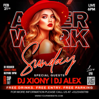 Red After Work Party Square Quadrado (1:1) template