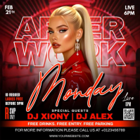 Red After Work Party Square Video template