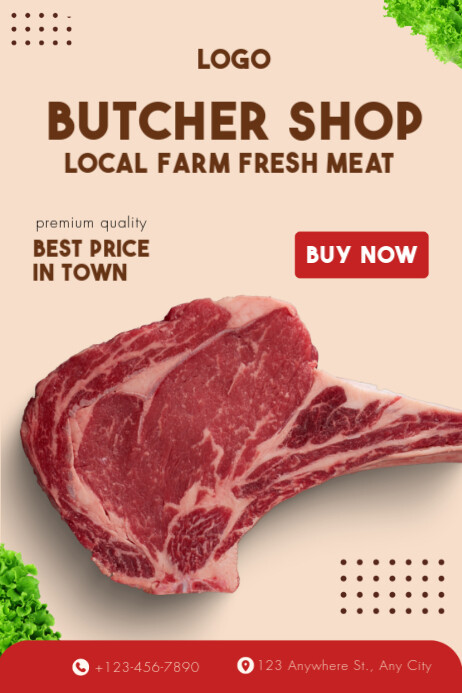 Copy of Red and Beige Illustration Butcher Shop Promotion Poster ...