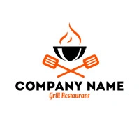 red and black bbq restaurant logo Логотип template