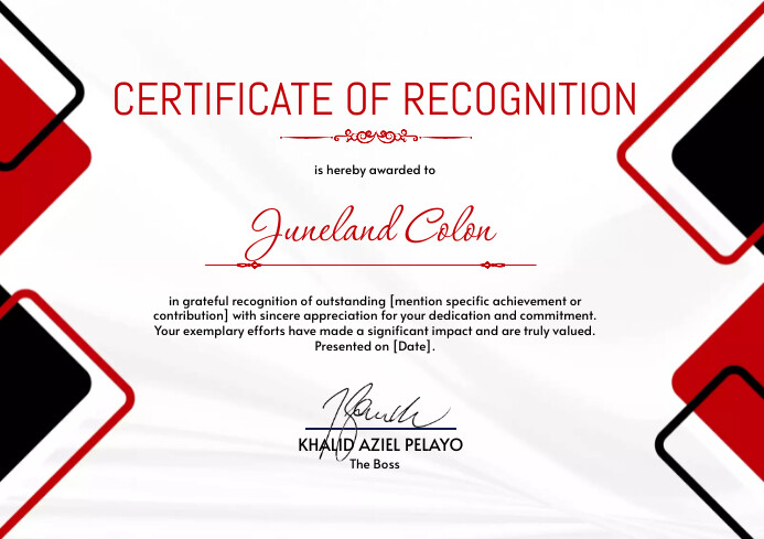 Red and Black - Certificate A4 template