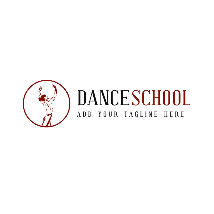 Red and black dance school icon logo template