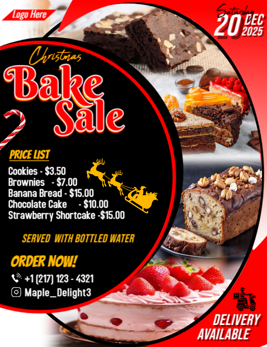 Copy of Red and Black Maximalist Christmas Bake Sale Cake Sale Poster ...