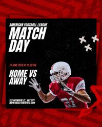 Red and Black Modern Abstract American Football Match Day Instagram Post template