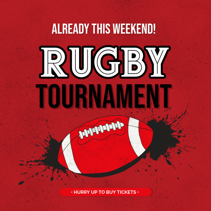 Red and Black Modern Grunge Illustrated Rugby Tournament Instagram Post ...