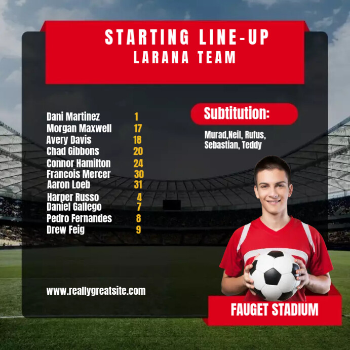 RED AND BLACK STARTING LINE-UP INSTAGRAM POS Template | PosterMyWall