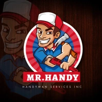Red and Blue Handyman Service Mascot Logo Tem Logotipo template