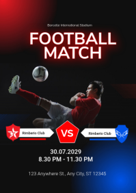 Red and Blue Modern Football Match Poster A4 template