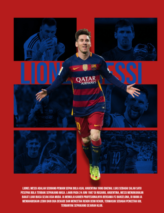 Plantilla de Red and Blue Sports Poster Design Lionel Messi Football ...