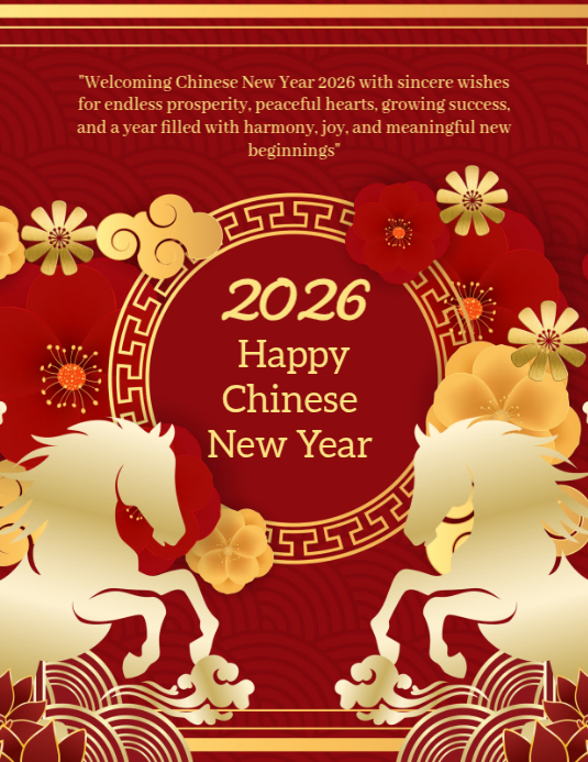 Red and Gold Chinese New Year Flyer Template | PosterMyWall