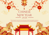 Red and Gold Chinese New Year Postcard template