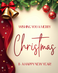 Red and gold christmas card Instagram Portrait template