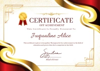 Red and Gold Elegant Achievement Certificate Postcard template