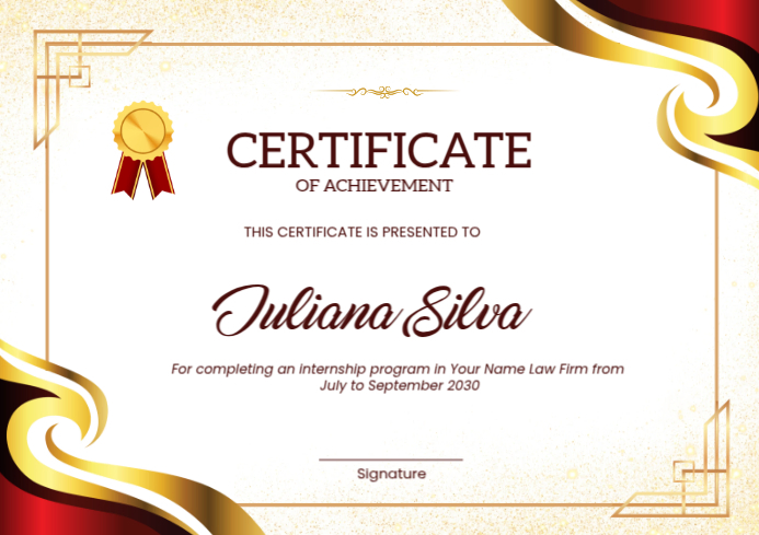 Red and Gold Elegant Achievement Certificate A4 template