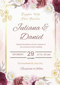 Red and gold wedding invitation Template | PosterMyWall