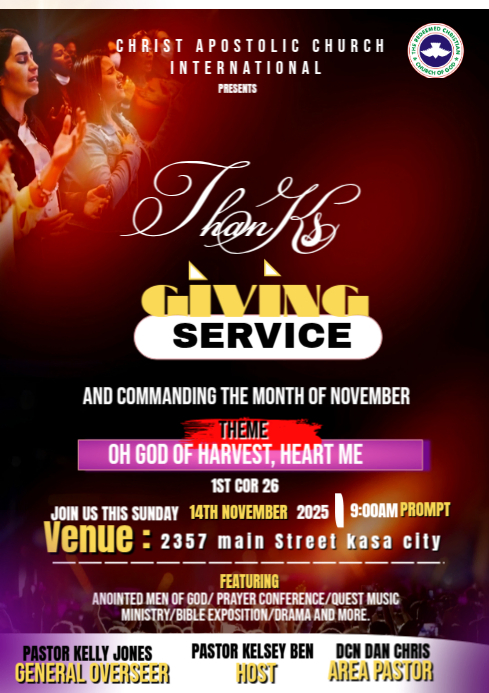 Red and gold Maximalist simple thanks giving service A4 template