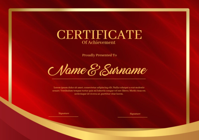 Red and Gold Modern Certificate of Recognition Template | PosterMyWall