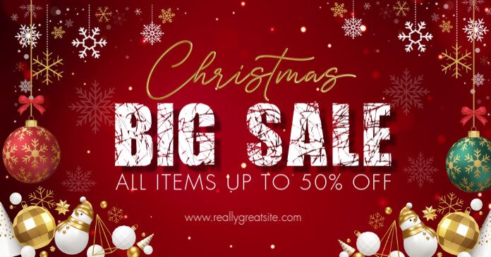 Red and Gold Modern Christmas Sale Facebook Ad template
