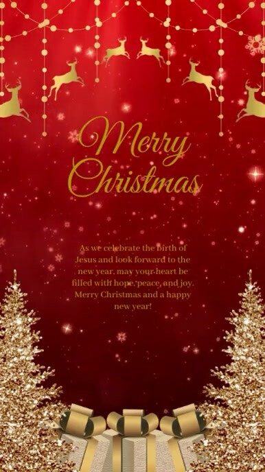 Copy of Red and Gold Modern Merry Christmas Mobile Vi | PosterMyWall