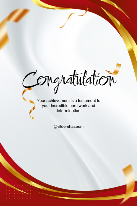 Red and Gold Simple Congratulations Card Poster template