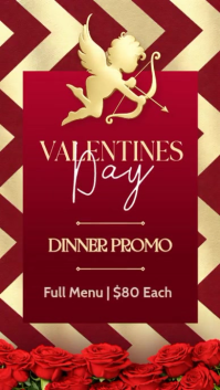 Red and Gold Valentine’s Day Dinner Instagram Story – Restaurant Valentines Promo template