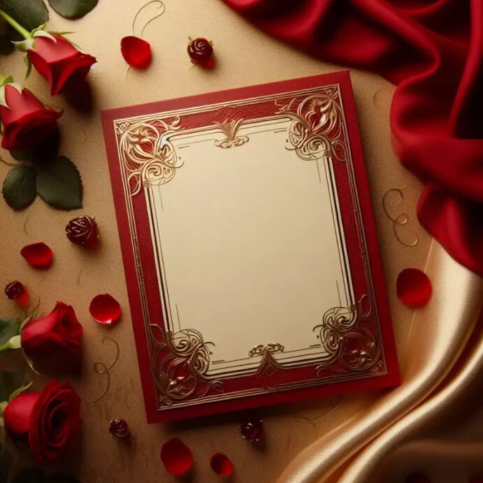 Copy of Red and gold vintage flowered frame template | PosterMyWall