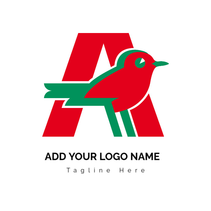 red and green bird with a logo template