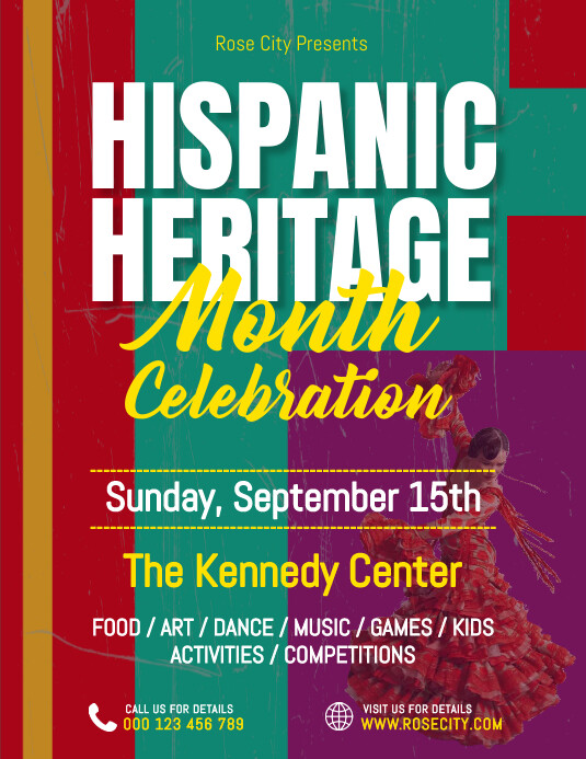 Plantilla de Red and Green Hispanic Heritage Month Celebra | PosterMyWall