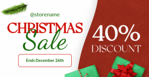 Red And Green Joyful Christmas Sale  – Festive Holiday Discount Facebook Shared Image template