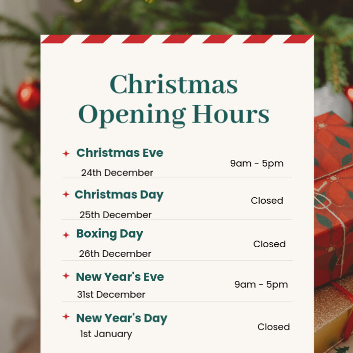 Christmas Opening Hours Template | PosterMyWall