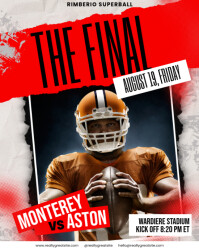 Red and Grey American Football Match Sports Graphic Instagram Post template