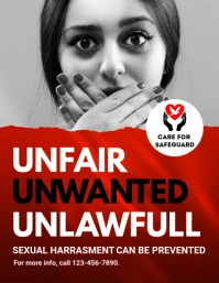 Red and grey Sexual Harassment Flyer template