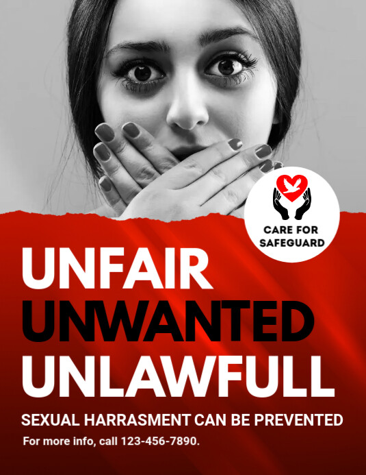 Red and grey Sexual Harassment Flyer Template | PosterMyWall
