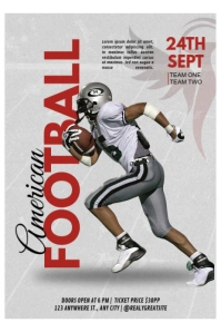 Red and Grey Vintage Grunge Trend Style American Football Event Flyer Gráfico de Pinterest template