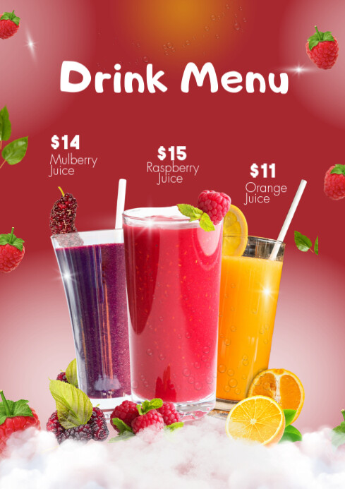 Plantilla de Red and Orange Illustrative Drink Menu | PosterMyWall