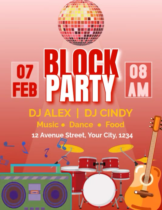 Copy of Red and Pink Block Party Pamflet Video | PosterMyWall