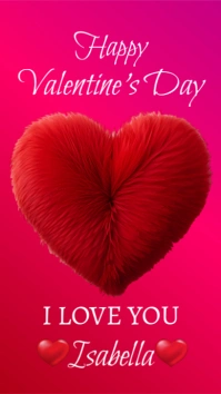 red and pink gradient valentine template Digital Display (9:16)