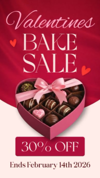 Red and Pink Modern Professional Valentines Bake Sale Chocolate Box Illustration Instagram Story template