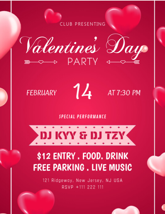 Red And Pink Modern Valentine's Day Party Pamflet (letter As) Template Red And Pink Modern Valentine's Day Party Pamflet (letter As) Template