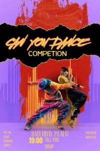 red and violet Maximalist Dance  Poster Плакат template