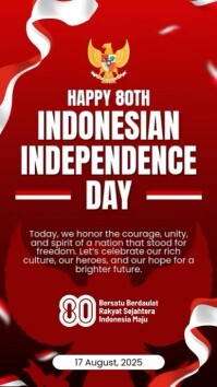 Red and White Illustrated Indonesian Independence Day Instagram Story template
