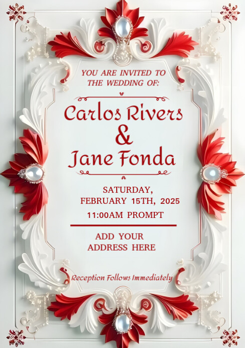 Red and White Joyful Wedding Invitation Card Template | PosterMyWall