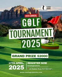 Red and White Maximalist Golf Tournament Flyer Template Instagram Portrait