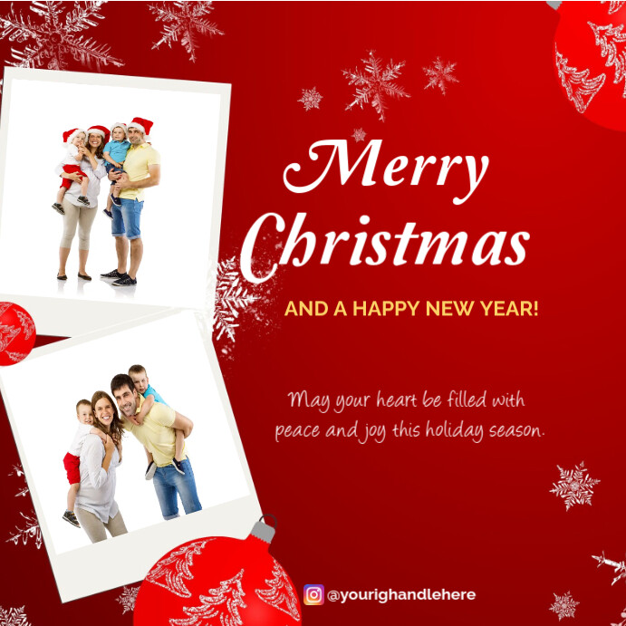 Modèle Red and White Merry Christmas with Pictures Instagram Post ...