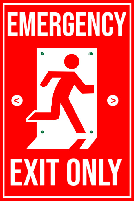 Red and white Modern & Minimal Emergency Exit Only Poster template