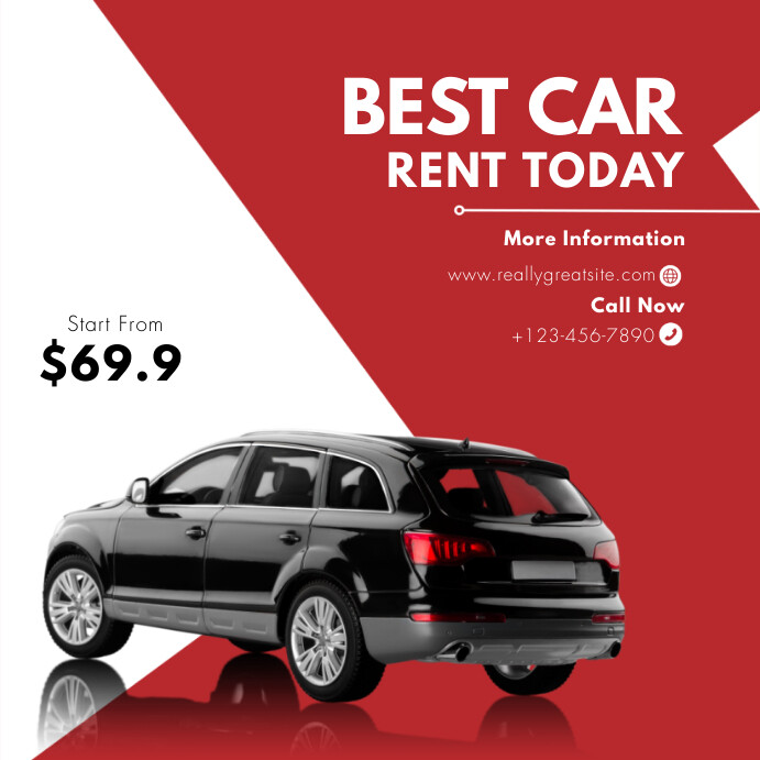 Red and White Modern Car Rent Instagram Post Template | PosterMyWall